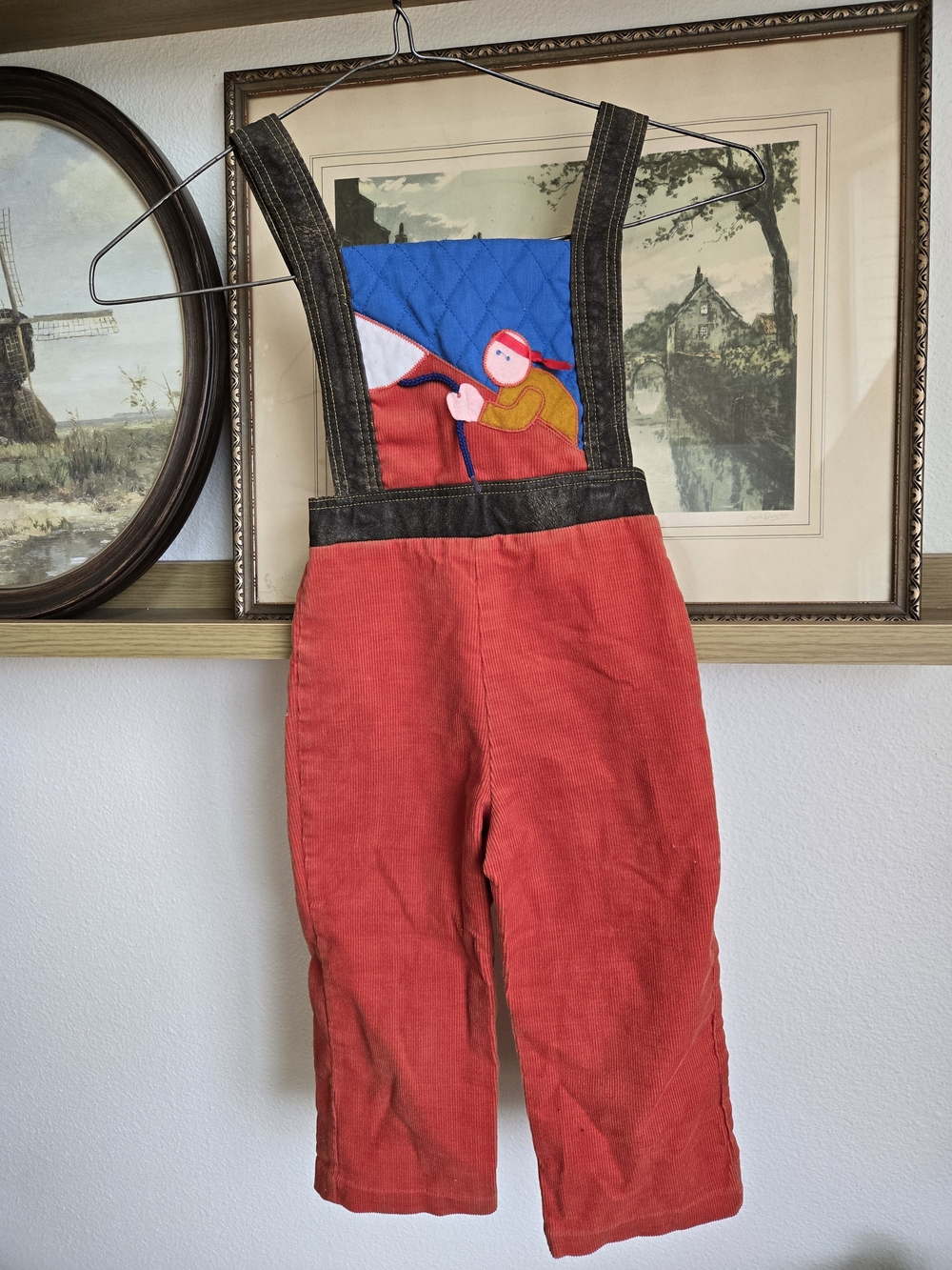 Vintage | Kids Corduroy Character Bib Overalls Romper | Size 2-3T